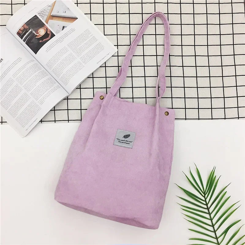 Bags for Women 2021 Corduroy Shoulder Bag Reusable Shopping Bags Casual Tote Female Handbag for A Certain Number of Dropshipping