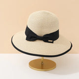 Summer Beach Hat for Women Casual Lady Style Flat Bowknot Straw Cap Fashion Outdoor Panama Girls Sun Protection Chapeu Feminino