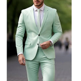Elegant Blazer for Men Suits Mint Green Notch Lapel Single Breasted 2 Piece Jacket Pants Slim Fit Prom Party Business Outfits
