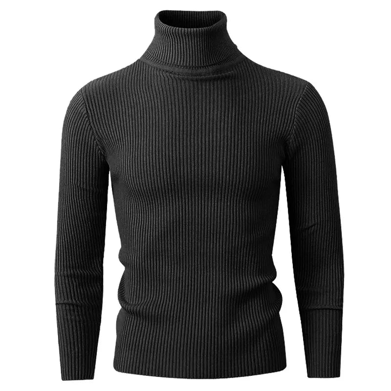 New Men's Turtleneck Pullover Sweater Autumn Long Sleeve Casual Fashion Stripe Knitted Sweater for Men Winter Warm Streetwear