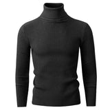 New Men's Turtleneck Pullover Sweater Autumn Long Sleeve Casual Fashion Stripe Knitted Sweater for Men Winter Warm Streetwear