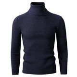 New Men's Turtleneck Pullover Sweater Autumn Long Sleeve Casual Fashion Stripe Knitted Sweater for Men Winter Warm Streetwear