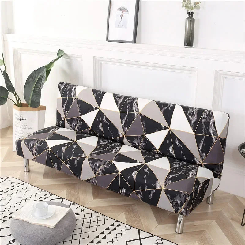 [Stretch Sofa Bed Cover] Spring/Summer Milk Silk Fabric Living Room Armless Folding Sofa Sofa Cover puf grande y esponjoso