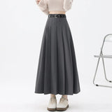 Fashion Skirts for Women Elegant Skirts with Belt Women Pleated Skirts Vintage Long Skirts for Women Clothing Female Streetwear