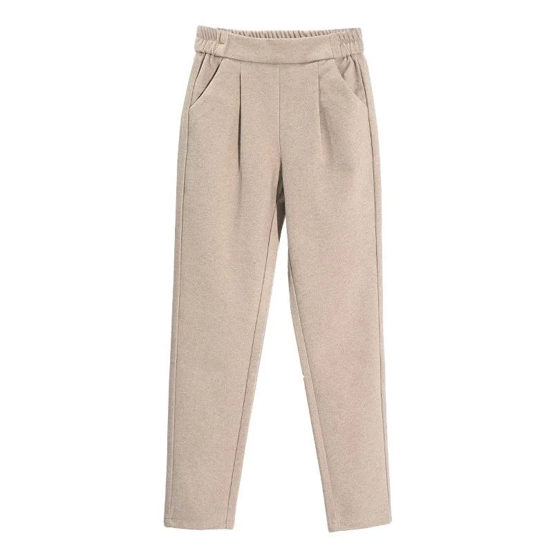 Woolen Pants For Women Harem Pencil Pants 2025 Autumn Winter High Waist Big Stretch Korean Style Casual Lady Suit Pants Trousers