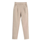 Woolen Pants For Women Harem Pencil Pants 2025 Autumn Winter High Waist Big Stretch Korean Style Casual Lady Suit Pants Trousers
