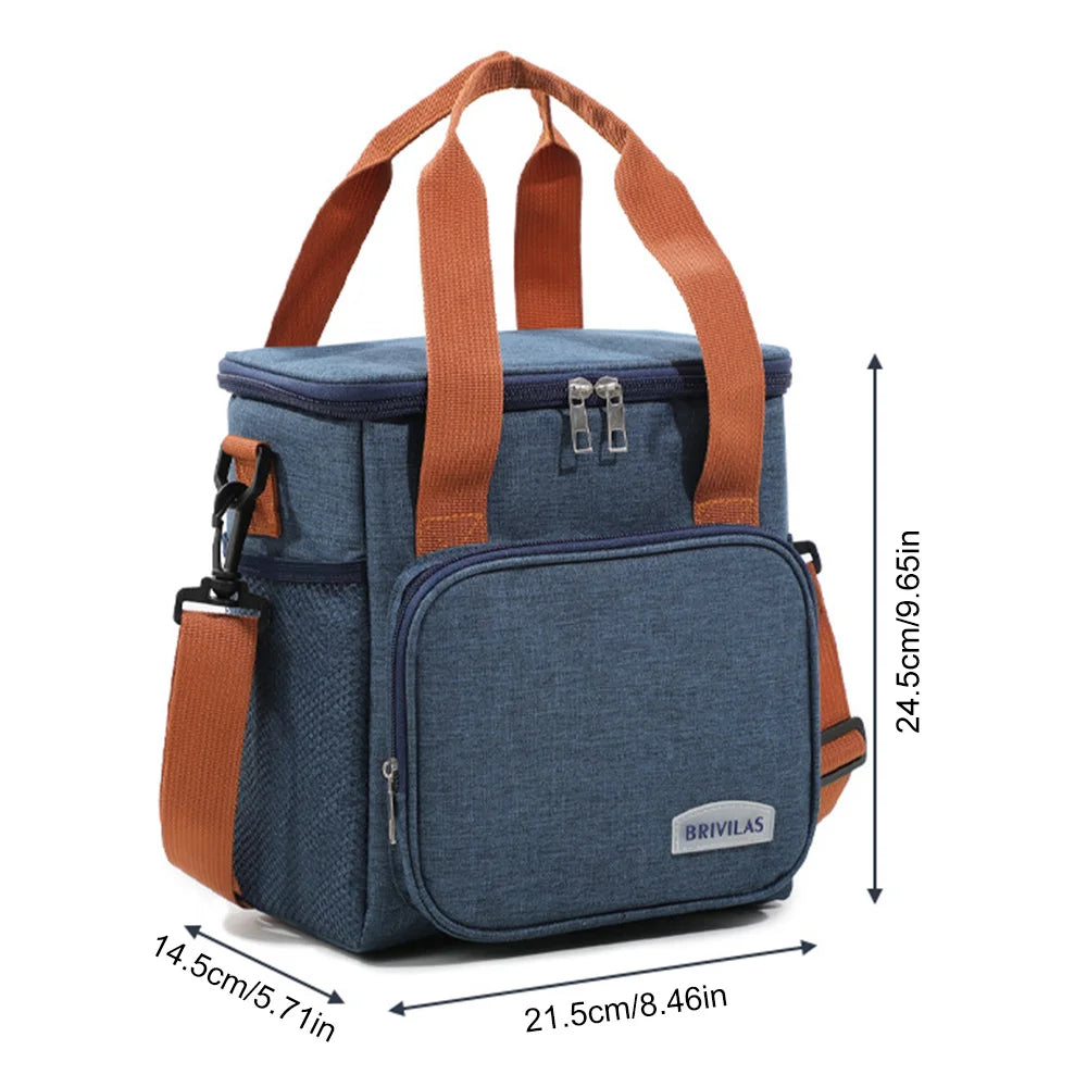 Portable Thermal Lunch Bag Picnic Food Cooler Bags Insulated Case Durable Waterproof Office Lunchbag Shoulder Strap Cooling Box