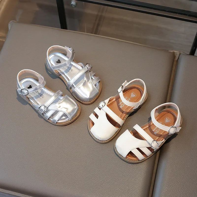 Girls School Sandals Summer New Kids Causal Gladiator Sandals Toes-covered Children Fashion Woven Flat Sandals Trend Soft Bottom