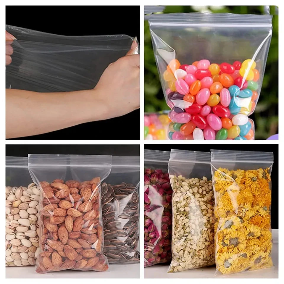 100Pcs/lot Small ZipLock Plastic Bags Transparent Bag Reclosable Vacuum Storage Bag Clear Bags Zipper Food Storage zip Bags ﻿