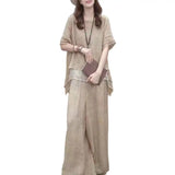 Women Top Pants Set Stylish Women's Top Pants Set with Irregular Hem Blouse Wide Leg Trousers for Daily Leisure Dating Outfits