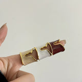 Retro Irregular Glossy Glazed Metal Open Ring for Women