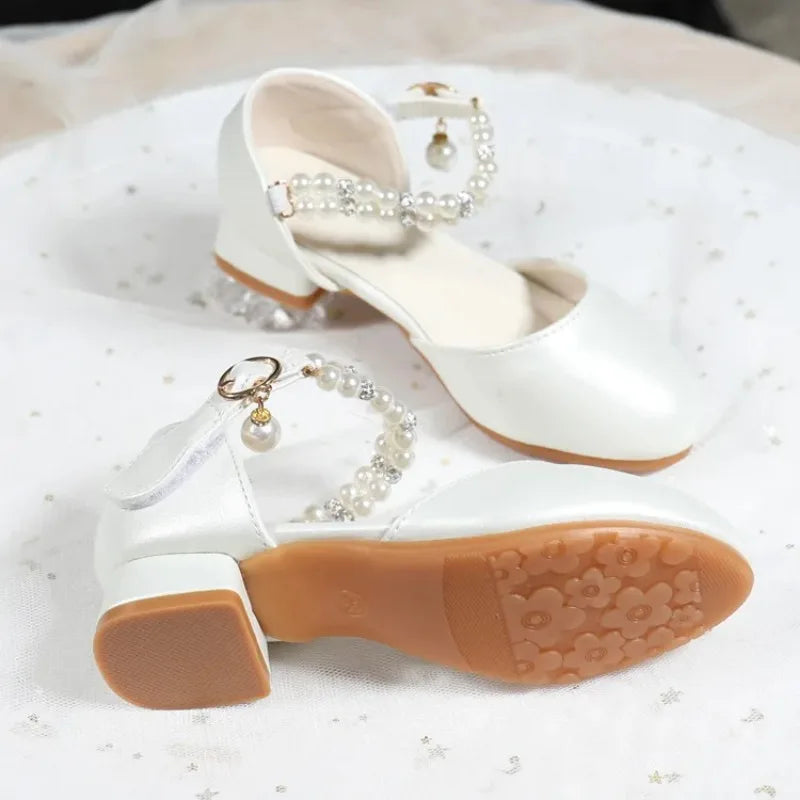 New Girls Shoes Fashion Children's Pearls princess Sandals Bling Summer Sandals Toddler party Breathable Kids Shoes