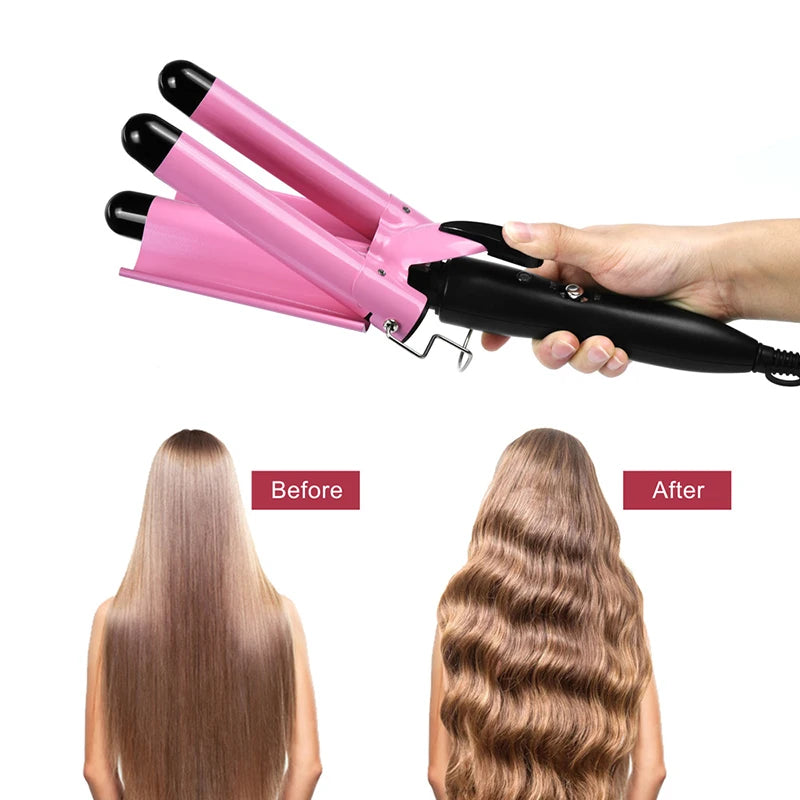 Professional Curling Ceramic Hair Curler Wave Waver Styling Tools Styler Wand Three Barrel Hair Curler Irons Automatic