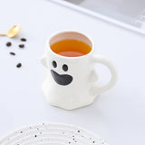 Cute Ghost Pumpkin Halloween Ceramic Mug   Reusable Spooky Coffee Cup with Handle, Halloween Party Gift
