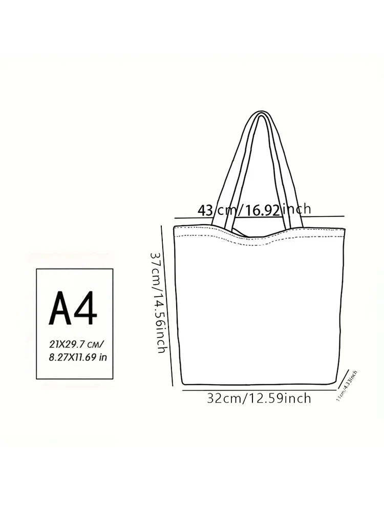 1pc,black cat tote bag, reusable fashion tote bag, multi-functional tote bag, printed canvas shopping bag