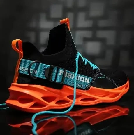 Mens Breathable Bounce Trail Running Shoes Anti-slip Cushioning Outdoor Thick Bottom Running Shoes Couple Sneakers