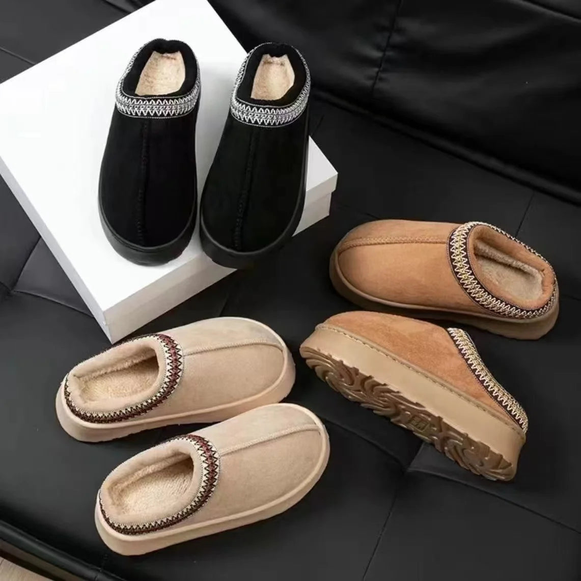 Platform Fluffy Slippers Women/men House Flats Fashion Plush Winter Shoes Ladies Home Elegant Casual Footwear Large Size