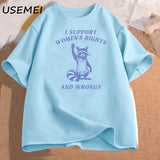 I Support Women's Rights and Wrongs T Shirt for Women Funny Humor Feminist T-shirt Female Empowerment Cotton Tshirts Streetwear