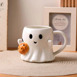 Cute Halloween Ghosts Ceramic Mugs Ceramic Drinking Glass with Handle Halloween Cup for Home Christmas Birthday Drinkware Gifts