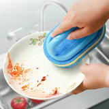 Cleaning brush with handle, sponge wiping, kitchen cleaning, dishwashing brush, thick sponge wiping, cleaning brush