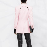 TWOTWINSTYLE Patchwork Button Slim Blazer For Women Notched Collar Long Sleeve Spliced Pockets Hollow Out Designer Coat Female