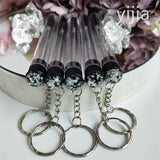 10pcs Disposable Eyelash Brush With Tube Applicator Eyelash Extension Makeup Brush With Keychain Gold Keychain Silver Keychain