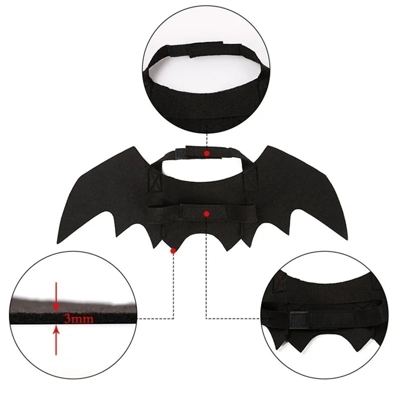 Creative Halloween Cute Pet Clothes Black Bat Wings Harness Costume Halloween Cosplay Cat Dog Halloween Party For Pet Supplies