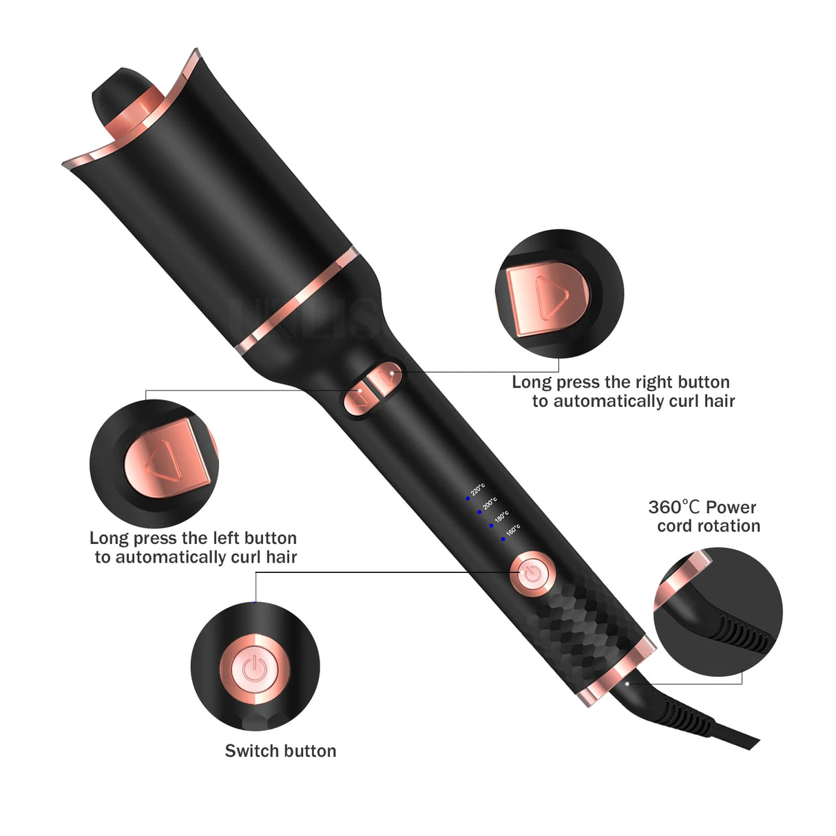 Automatic Hair Curler Professional Classic Rose Hair Curler Auto Design Rotating Hair Curling Iron Automatic Hair Curler