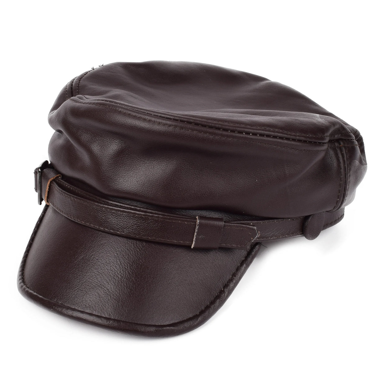 REAL COWHIDE Genuine Leather Greek Fisherman Sailor Fiddler Driver Hat Flat Cap for Men Women