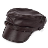 REAL COWHIDE Genuine Leather Greek Fisherman Sailor Fiddler Driver Hat Flat Cap for Men Women