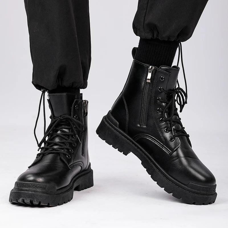 2024 new all-match military boots Snow fashion autumn new men's boots work boots outdoor boots  platform boots  men boots boots
