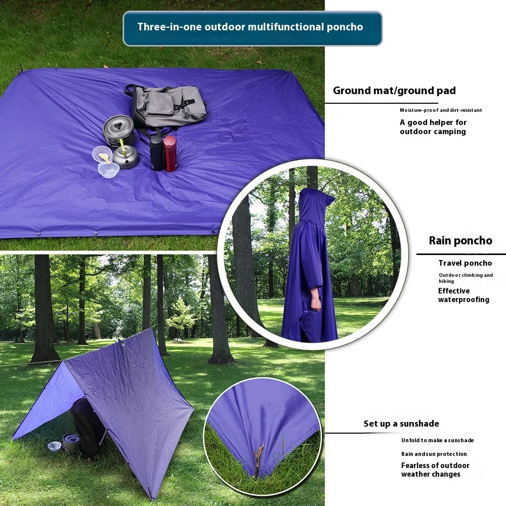Rain Poncho for Adults - Waterproof Raincoat Cloak with Detachable Sleeves , Lightweight Hiking Rain Gear for Outdoor Travel