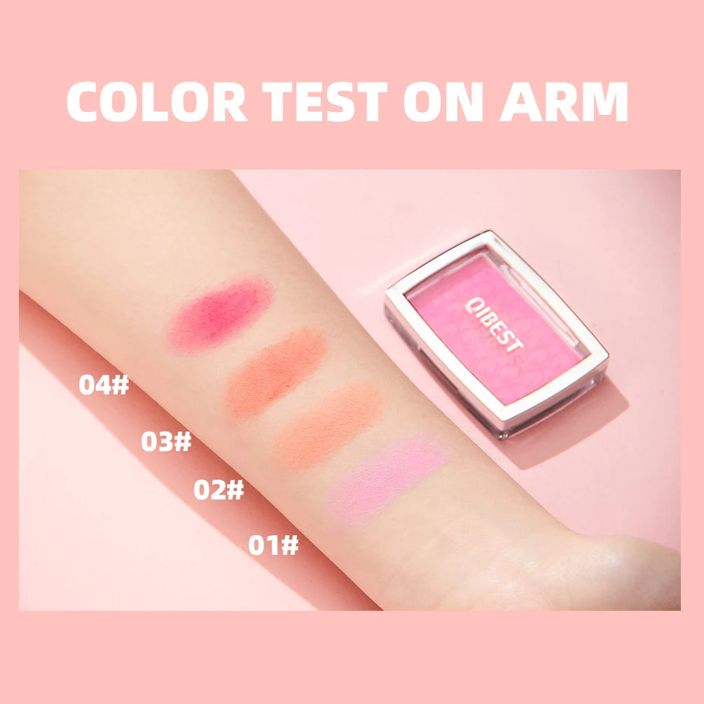 QIBEST New Embossed Blush Peach Pink Orange Tint Makeup Blush Palette Cheek Contour Rouge Long-lasting Face Brightens Blusher