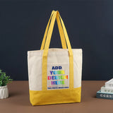 Customized Women Tote Bag Personalized Name Print Logo Zippered Canvas Shopping Tote Bag