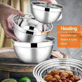 Stainless Steel Mixing Bowls Set, 5 Piece Metal Mixing Bowls with Lids Set for Kitchen, Baking, Prepping, Cooking