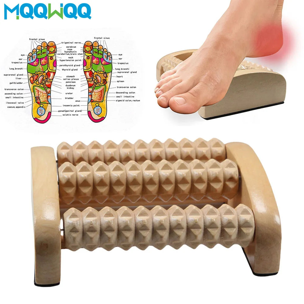 Foot Massage Roller Wood Therapy Acupressure Massager for Relieve Tension, Plantar Fasciitis,Aching Feet,Gain Myofascial Release