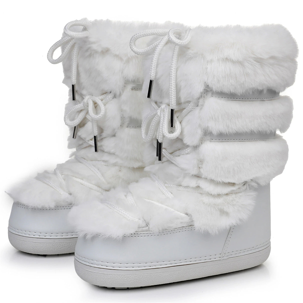 y2k Black Fur Boots for Women Snow Boots 2025 Winter Faux Fur Boots Fluffy Fuzzy Furry Faux Fur Boots Waterproof Mid-calf Boots