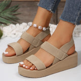 Women's Minimalist Wedge Sandals Open Toe Thick Soled Platform Casual Sandals Ankle Strap Slingback Sandals