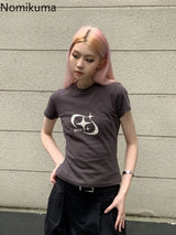 Red T-shirts for Women Y2k Tops Vintage Short Sleeve Print Tees Streetwear Tunic Tshirt Casual Fashion T Shirts 2025 Ropa Mujer