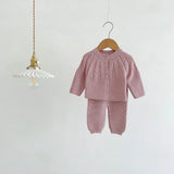 2Pcs Baby Boy Clothes Set Soft Knit Cotton Baby Boy Sweater + Pants Kids Outfit Spring