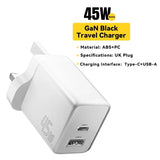 Essager GaN 45W USB Charger Fast Charger PD QC 3.0 USB C Charger Quick Charger For iPhone 14 13 Travel Charger for Samsung S21