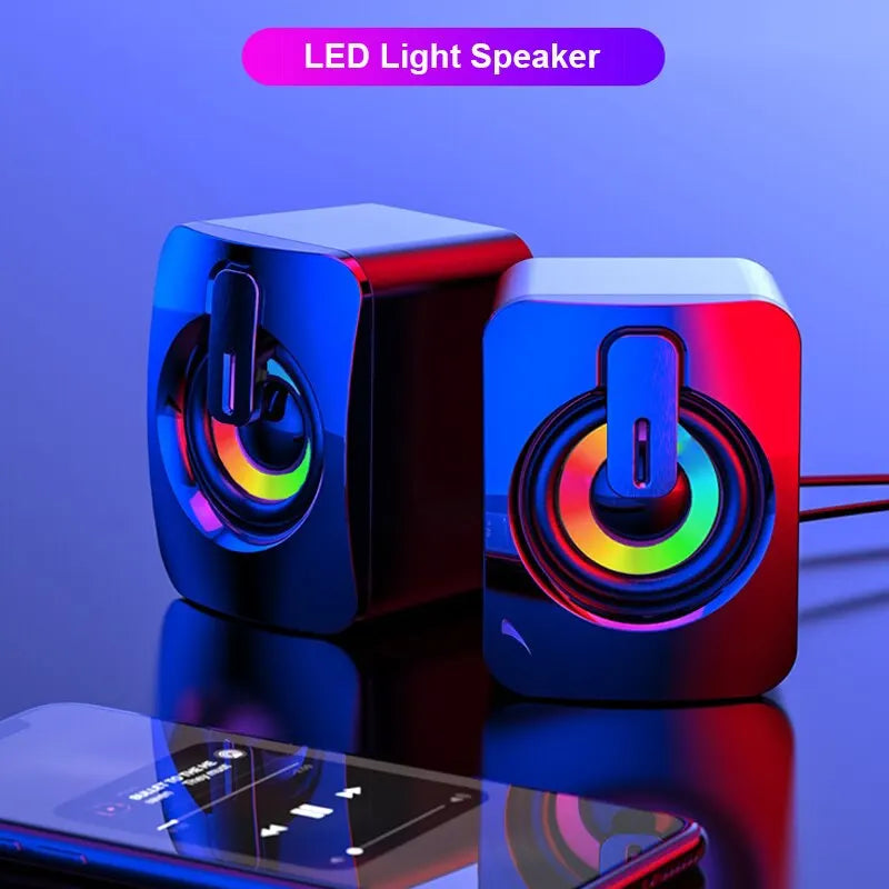 USB Wired Speakers Mini Computer Desktop Speaker HIFI Stereo Microphone Subwoofer with LED Light for PC Notebook Loudspeakers