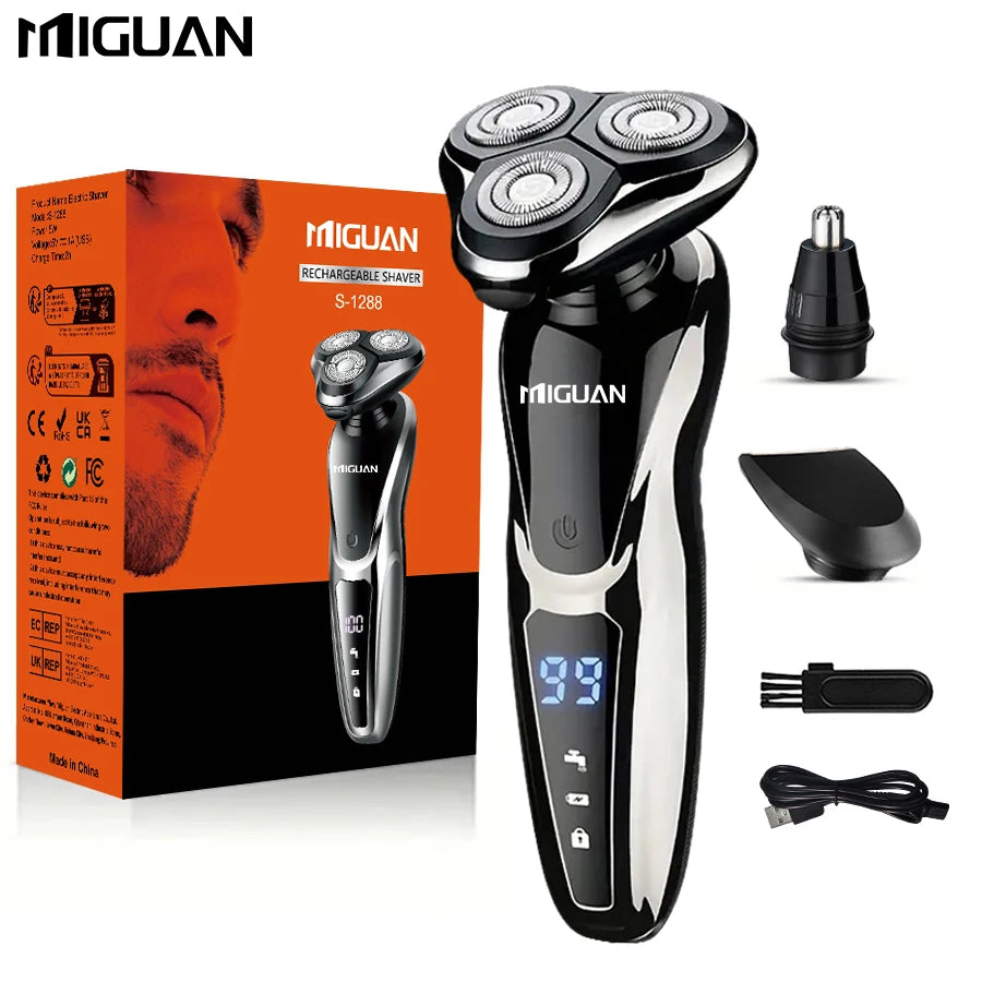 Electric Razor For Men, 3 In 1 Electric Shaver Nose Hair Trimmer USBRechargeable Portable Razor 3D Floating Blade Digital