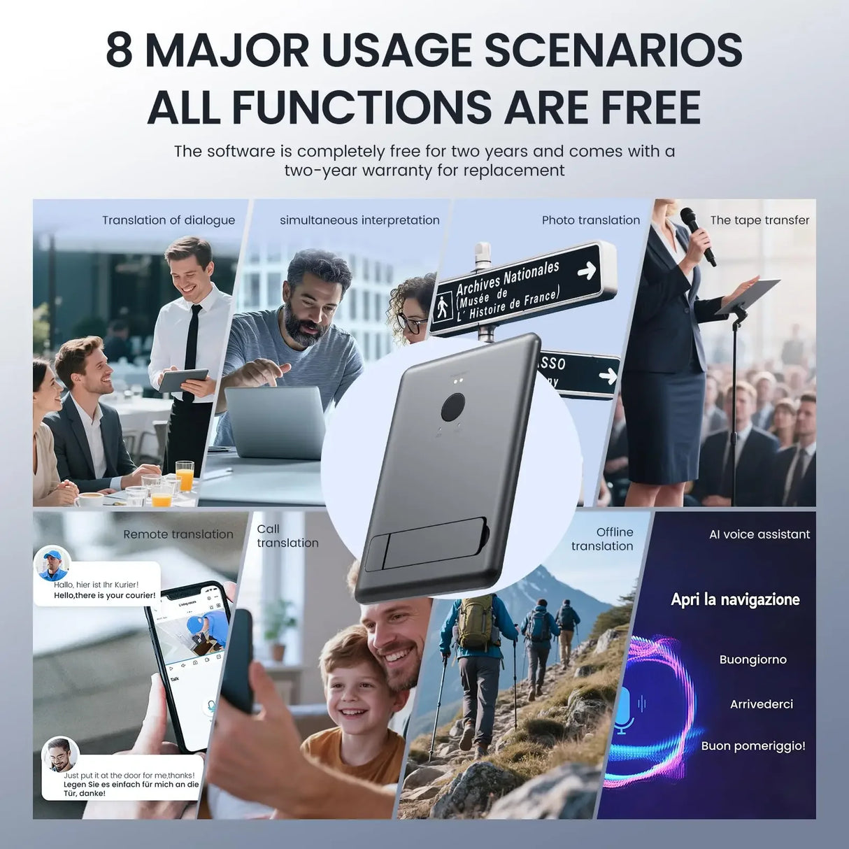 AI Instant Translator Device Magnetic Stand,144 Languages Online Translation Real-Time Photo/Video Calls for IOS Android