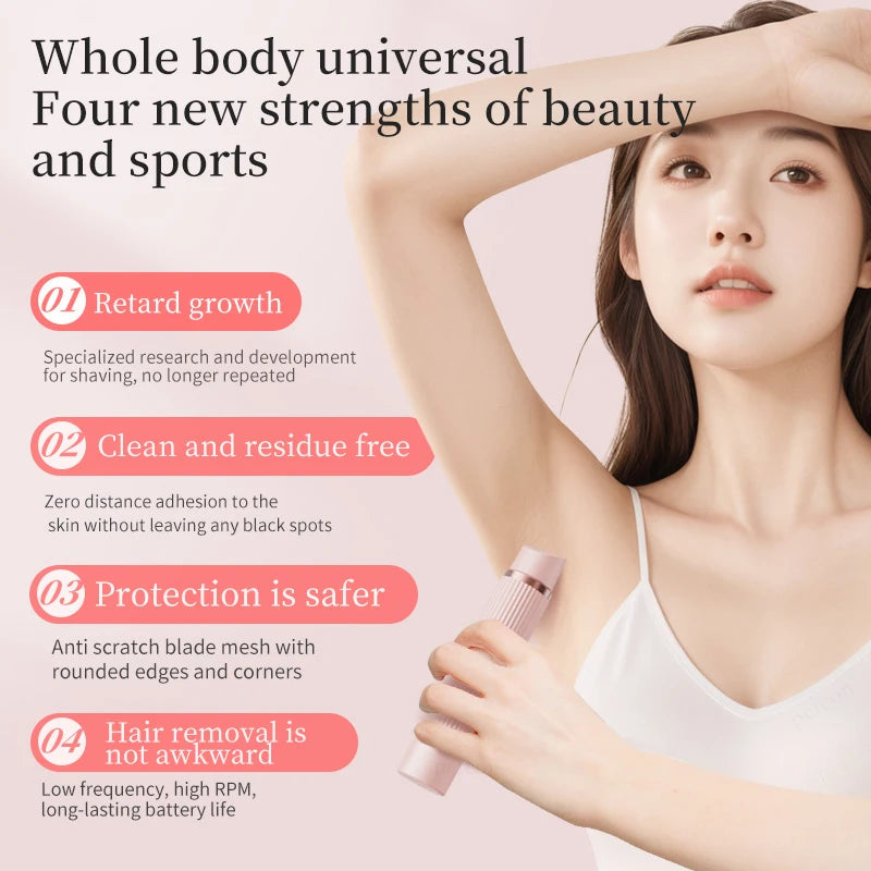 Electric Razor For Women Face Shaver Portable Hair Removal Leg Armpit Bikini Body Hair Trimmer Painless Facial Mustache Epilator