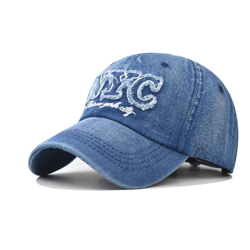 denim baseball cap for men women spring summer cap letters embroidery