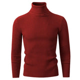 New Men's Turtleneck Pullover Sweater Autumn Long Sleeve Casual Fashion Stripe Knitted Sweater for Men Winter Warm Streetwear
