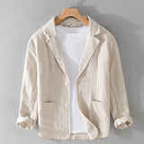 Y803 Spring Autumn Good Quality Linen Blazer For Men Business Casual Solid Color Simple Double Buttons Thin Male Suits Jackets