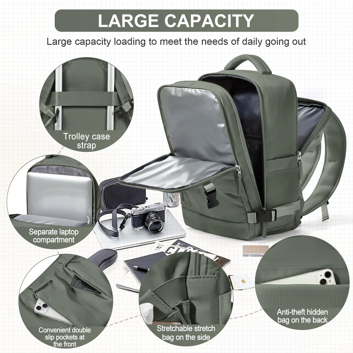 Men's Travel Backpack 40x20x30 Ryanair Short Distance Hand Luggage Business Waterproof Backpack Carry-ons Laptop Bag College Bag