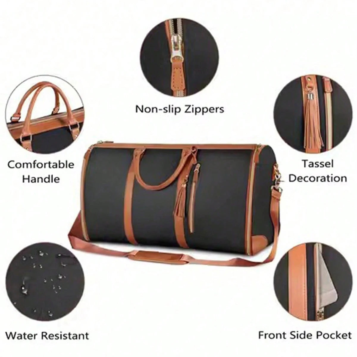 Travel garment bag, two-piece carry-on garment travel bag (including toiletry bag), convertible garment bag